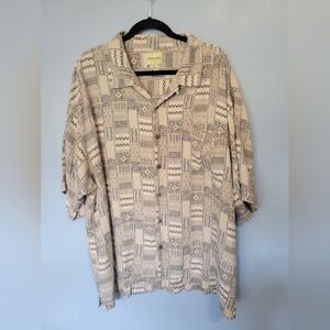 Joseph & Feiss Printed Silk Shirt Size 2X Cream